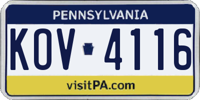 PA license plate KOV4116