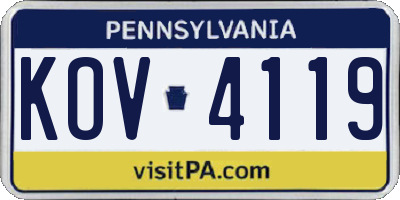 PA license plate KOV4119