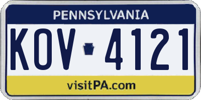 PA license plate KOV4121