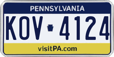 PA license plate KOV4124