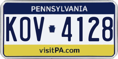 PA license plate KOV4128