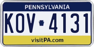 PA license plate KOV4131