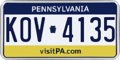 PA license plate KOV4135