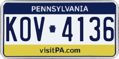 PA license plate KOV4136