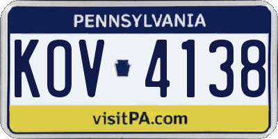 PA license plate KOV4138