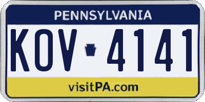 PA license plate KOV4141