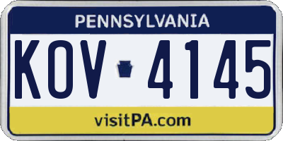PA license plate KOV4145