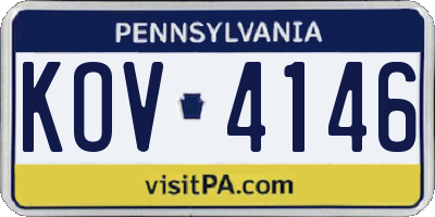 PA license plate KOV4146