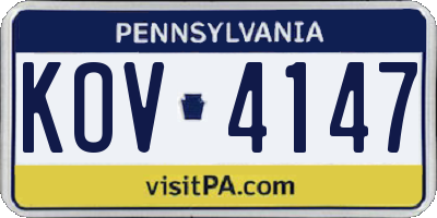 PA license plate KOV4147