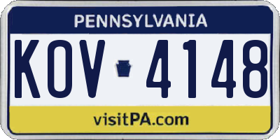 PA license plate KOV4148