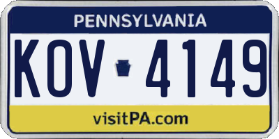 PA license plate KOV4149