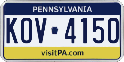 PA license plate KOV4150