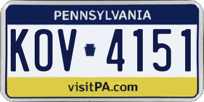 PA license plate KOV4151