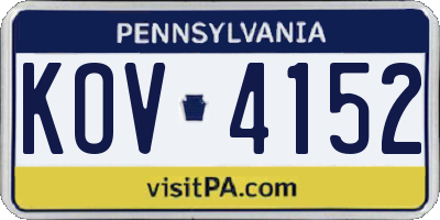 PA license plate KOV4152