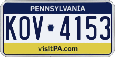PA license plate KOV4153