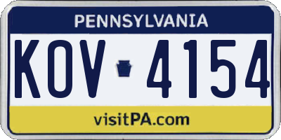 PA license plate KOV4154