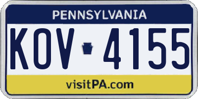 PA license plate KOV4155