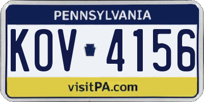PA license plate KOV4156