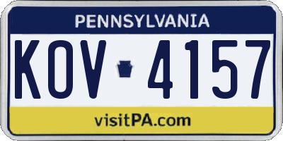 PA license plate KOV4157