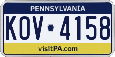 PA license plate KOV4158