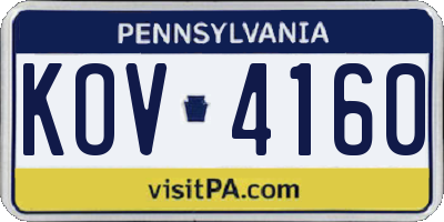 PA license plate KOV4160
