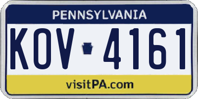 PA license plate KOV4161