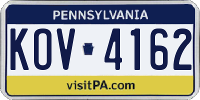 PA license plate KOV4162