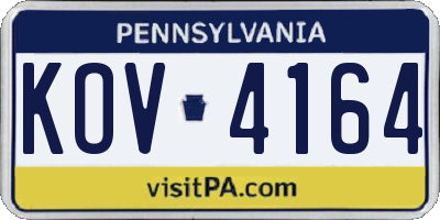 PA license plate KOV4164