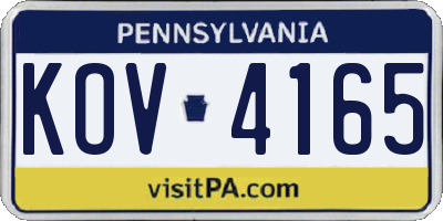 PA license plate KOV4165
