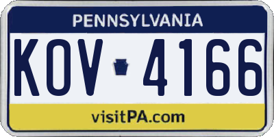 PA license plate KOV4166