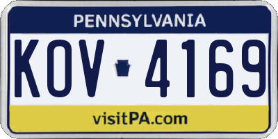 PA license plate KOV4169