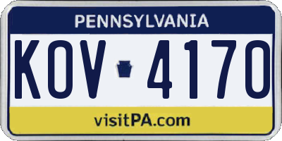PA license plate KOV4170
