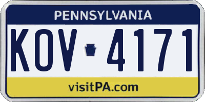PA license plate KOV4171