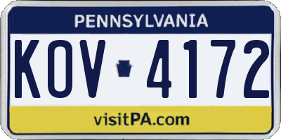 PA license plate KOV4172