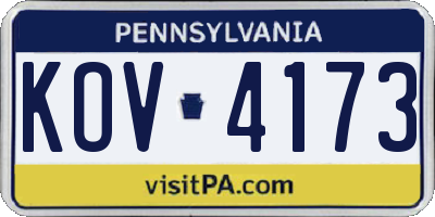 PA license plate KOV4173