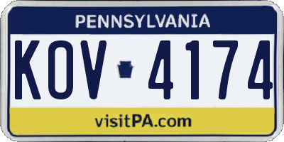 PA license plate KOV4174