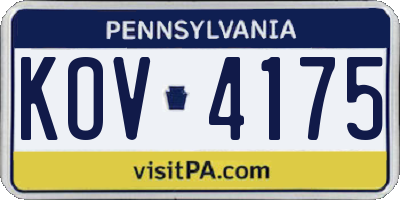 PA license plate KOV4175
