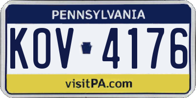 PA license plate KOV4176