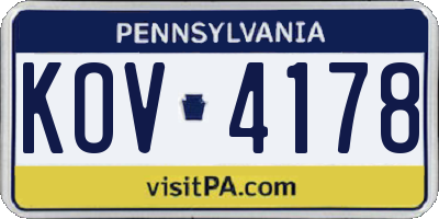 PA license plate KOV4178