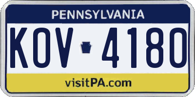 PA license plate KOV4180