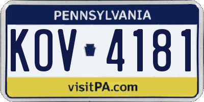 PA license plate KOV4181