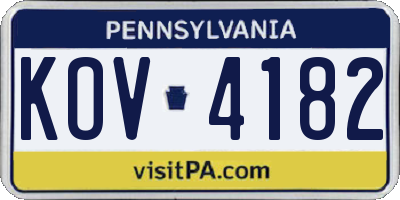 PA license plate KOV4182
