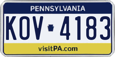 PA license plate KOV4183