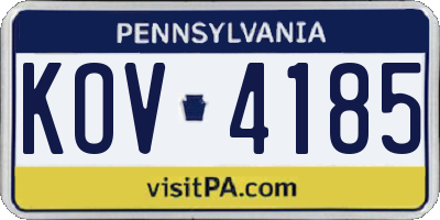 PA license plate KOV4185