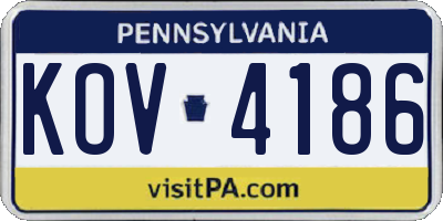 PA license plate KOV4186