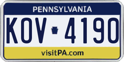 PA license plate KOV4190