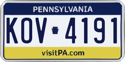PA license plate KOV4191