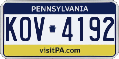 PA license plate KOV4192