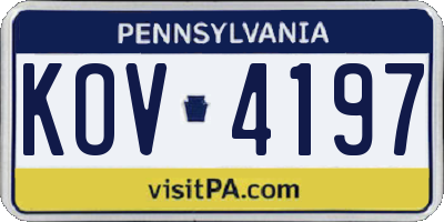 PA license plate KOV4197
