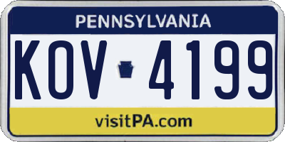 PA license plate KOV4199
